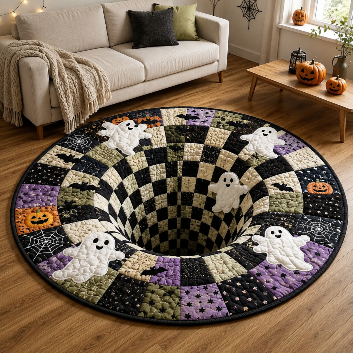 Chaotic Club Spooky Floating Ghost 3D Illusion Round Area Rug