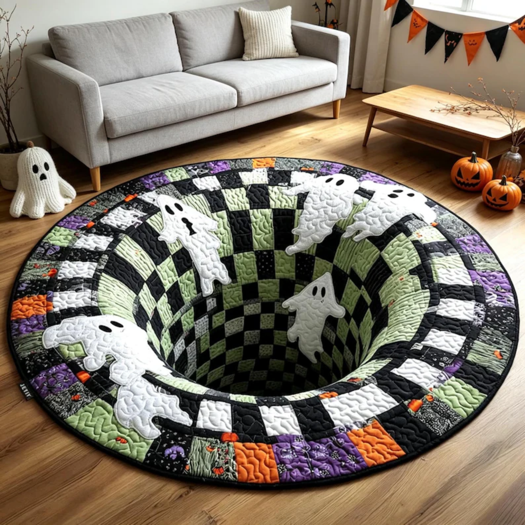 Chaotic Club Spooky Floating Ghost 3D Illusion Round Area Rug