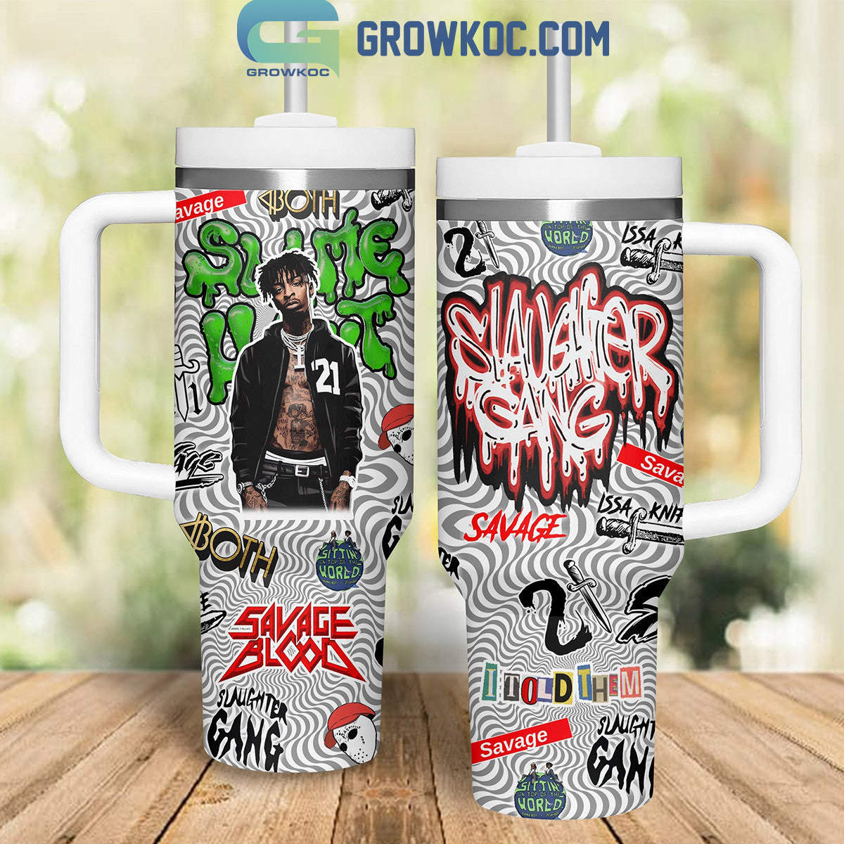 21 Savage Blood Issa Knife Slaughter Gang 30oz or 40oz Stainless Steel Tumbler With Handle HG
