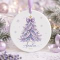 Personalized Purple Christmas Tree Ornament, Custom Name Coquette Ceramic Ornament, Lavender Girl Christmas Keepsake 2026