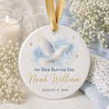 Personalized Baptism Dove Ceramic Ornament – Custom Name & Date Christian Keepsake