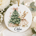 Personalized Girl Christmas Ornament, Custom Name Bunny Ceramic Ornament, Baby Girl First Christmas Gift, Keepsake Ornament 2026