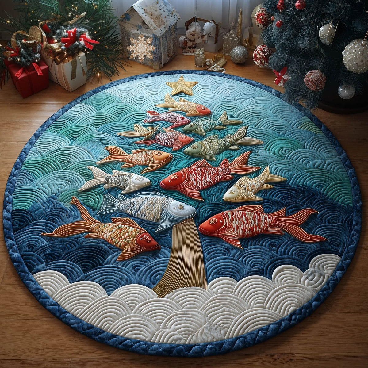 Abyssal Christmas Round Mat Rug - Nature Design | Serene Home Decor (Design 2)