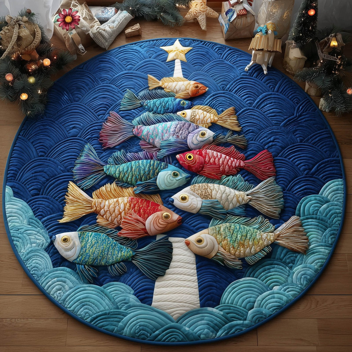 Abyssal Christmas Round Mat Rug - Nature Design | Serene Home Decor (Design 3)