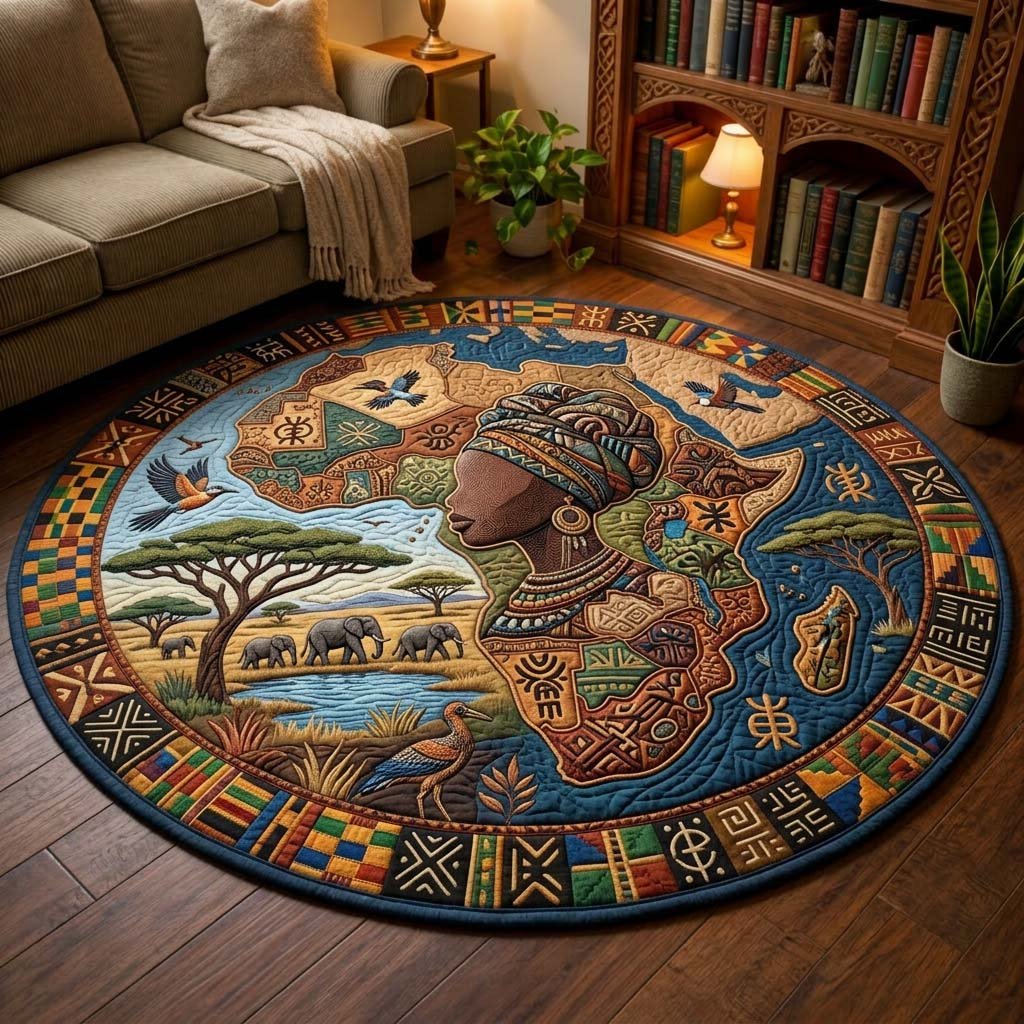 Africa Heritage Round Mat Rug - Nature Design | Serene Home Decor (Design 2)