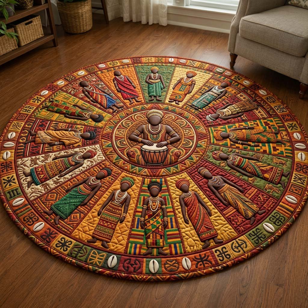 Africa Heritage Round Mat Rug - Nature Design | Serene Home Decor (Design 3)