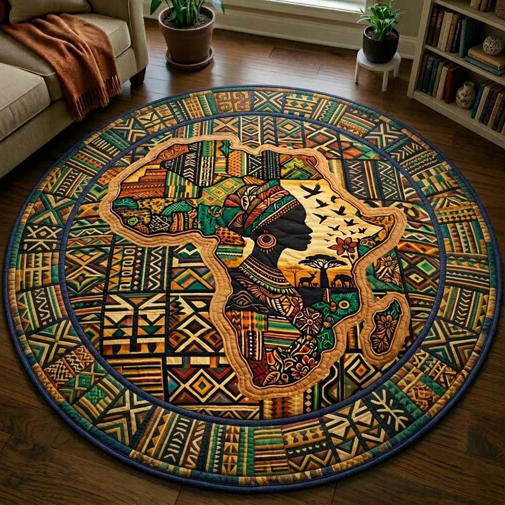 Africa Legacy Round Mat Rug - Nature Design | Serene Home Decor (Design 9)
