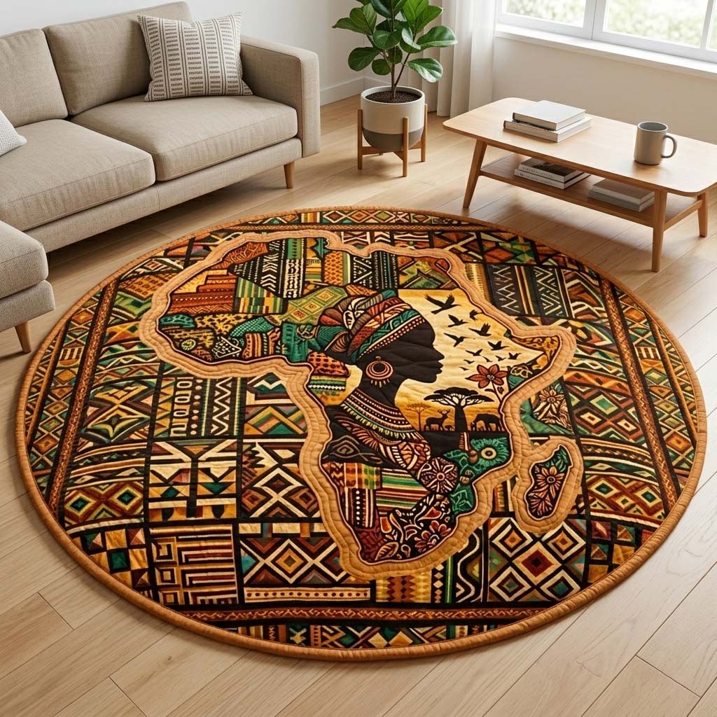 Africa Legacy Round Mat Rug - Nature Design | Serene Home Decor (Design 8)