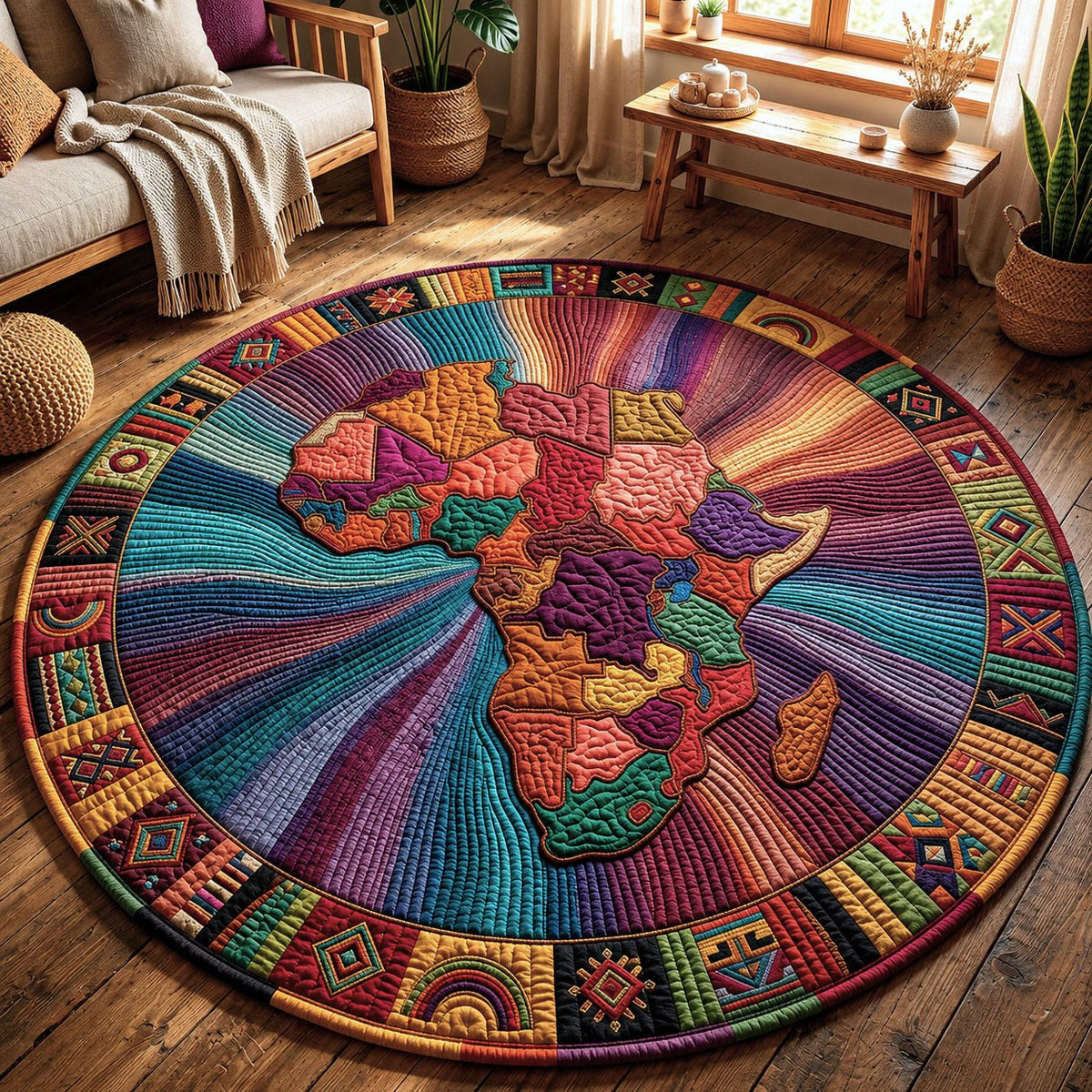 Africa Map Round Mat Rug - Nature Design | Serene Home Decor (Design 3)