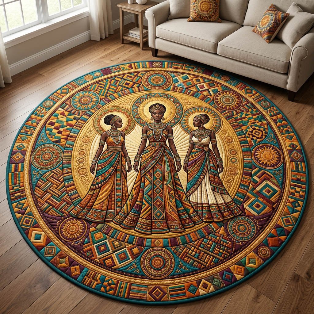 African Heritage Round Mat Rug - Nature Design | Serene Home Decor (Design 6)