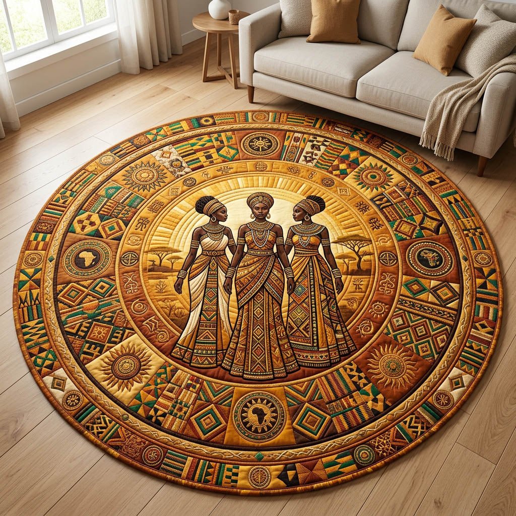 African Heritage Round Mat Rug - Nature Design | Serene Home Decor (Design 4)
