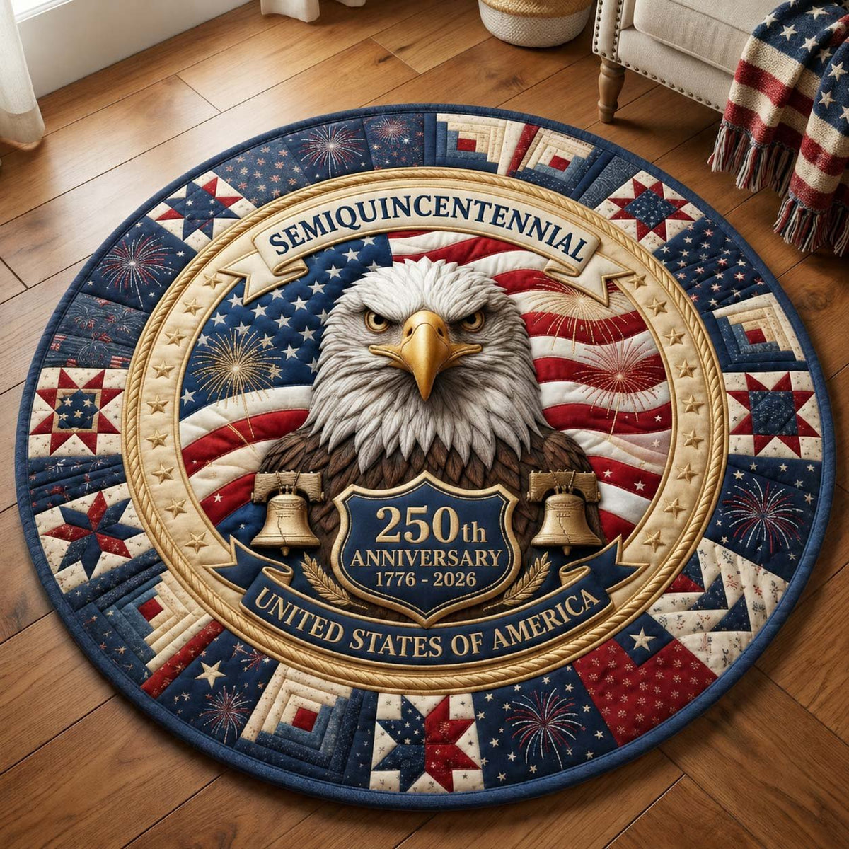 America 250 Eagle Round Mat Rug - Nature Design | Serene Home Decor (Design 3)