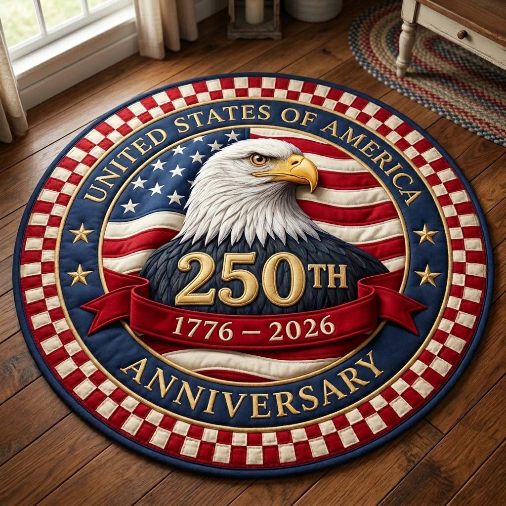 America 250 Eagle Round Mat Rug - Nature Design | Serene Home Decor (Design 2)