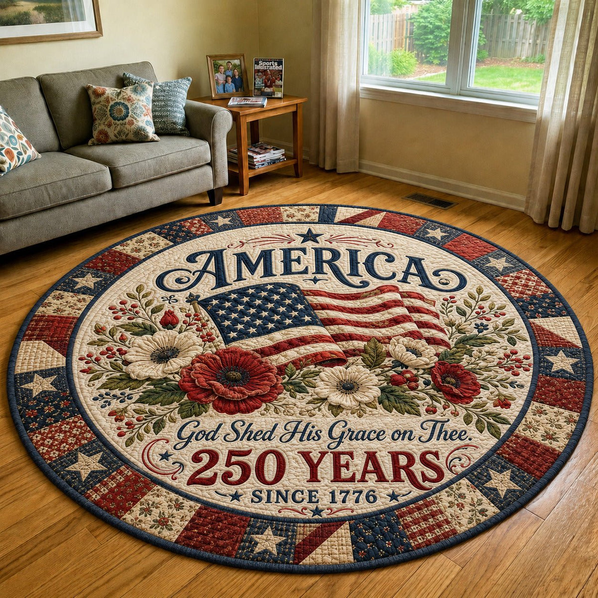 America 250 Round Mat Rug - Nature Design | Serene Home Decor (Design 2)