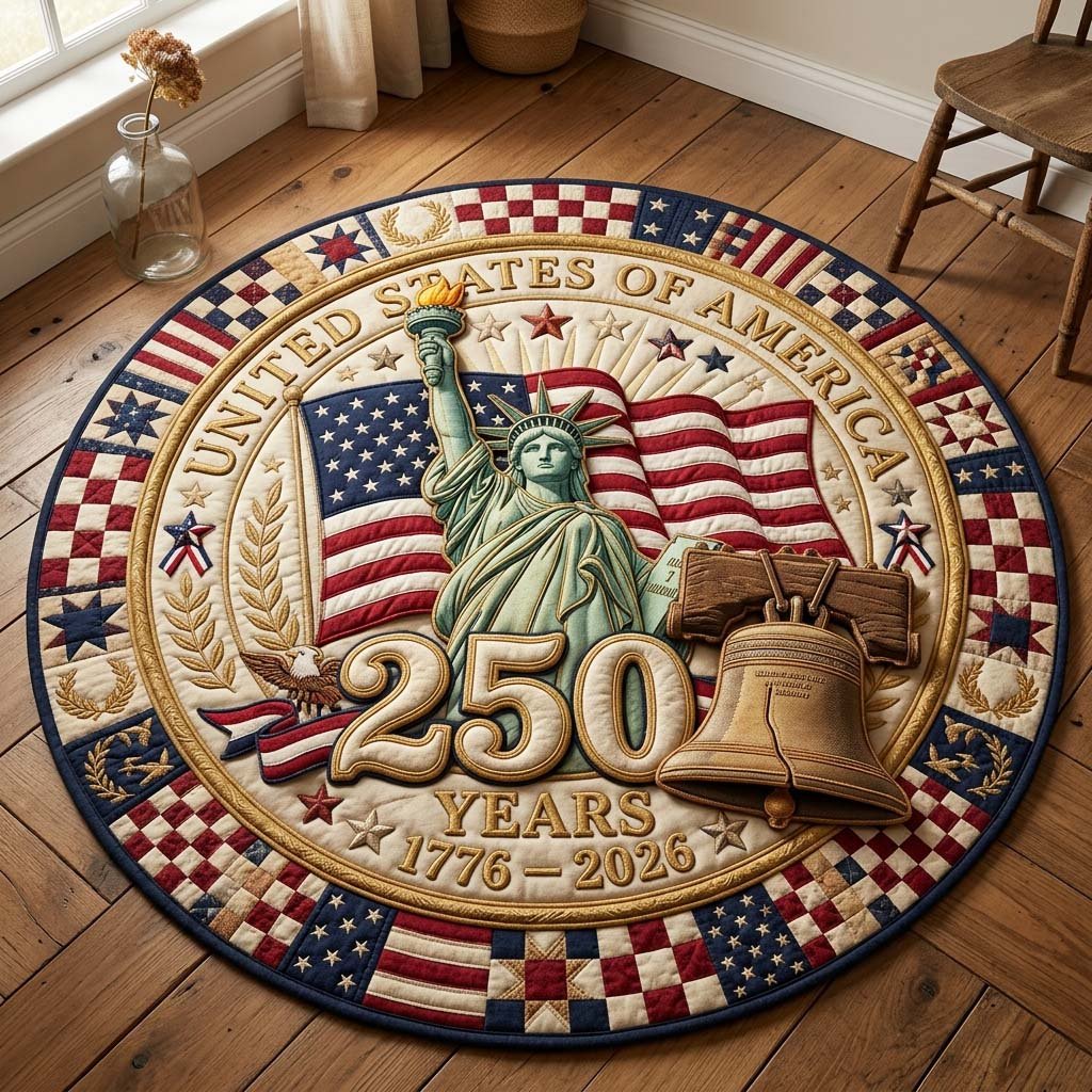 America Liberty Anniversary Round Mat Rug - Nature Design | Serene Home Decor (Design 2)