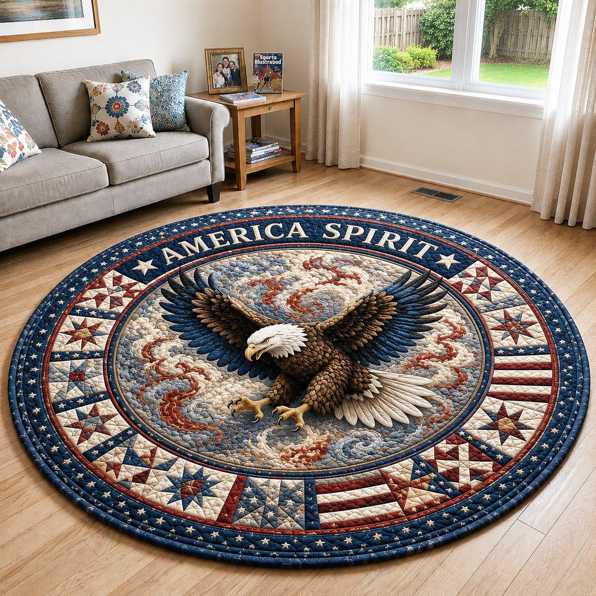America Spirit Round Mat Rug - Nature Design | Serene Home Decor (Design 2)
