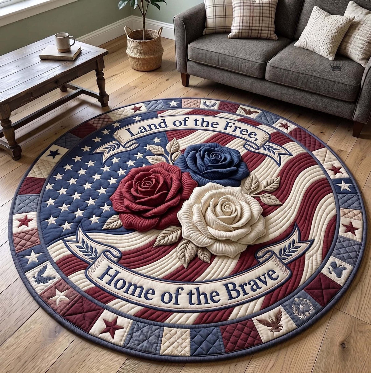 American Pride Round Mat Rug - Nature Design | Serene Home Decor (Design 2)