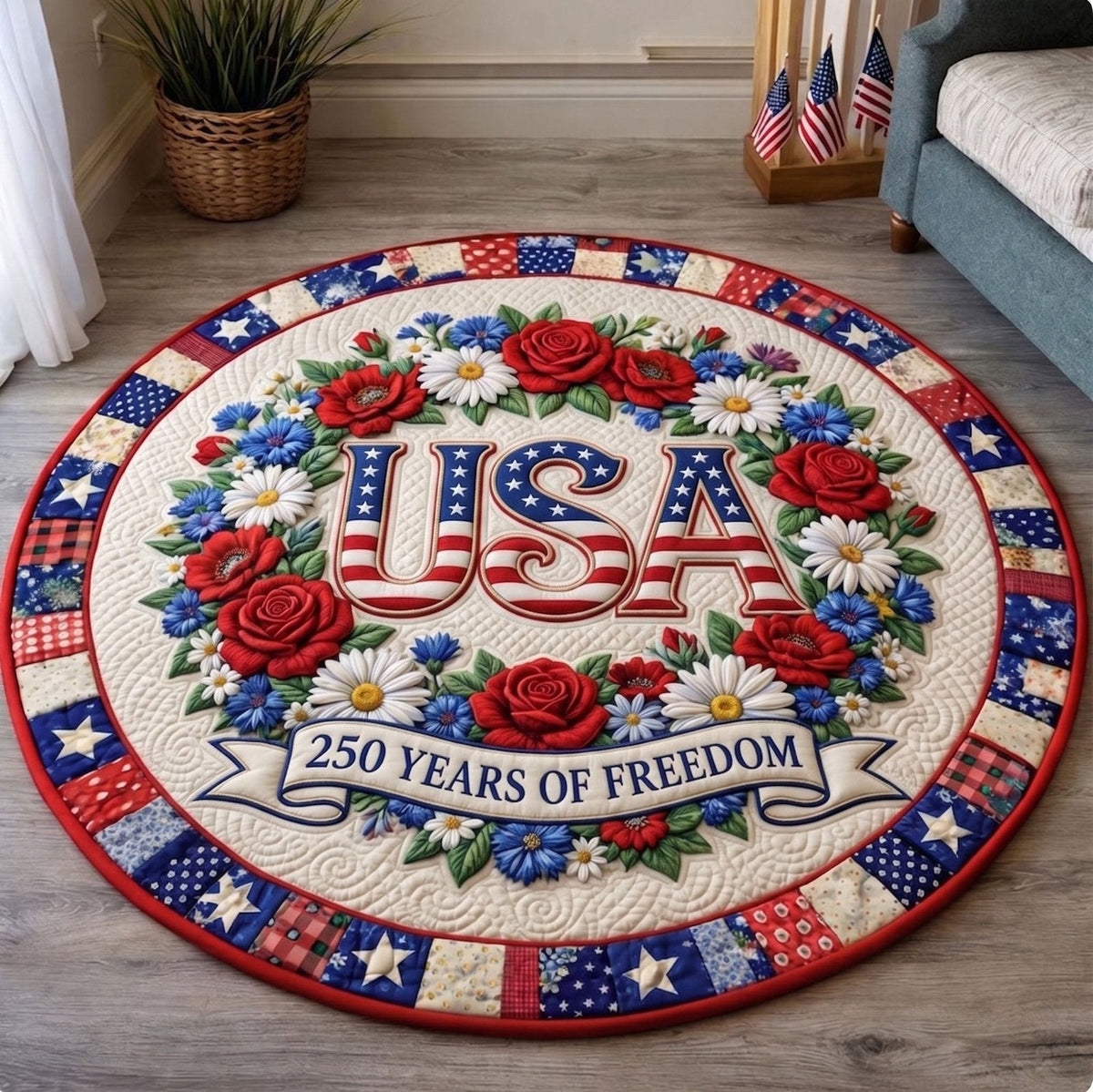 American Pride Round Mat Rug - Nature Design | Serene Home Decor (Design 3)