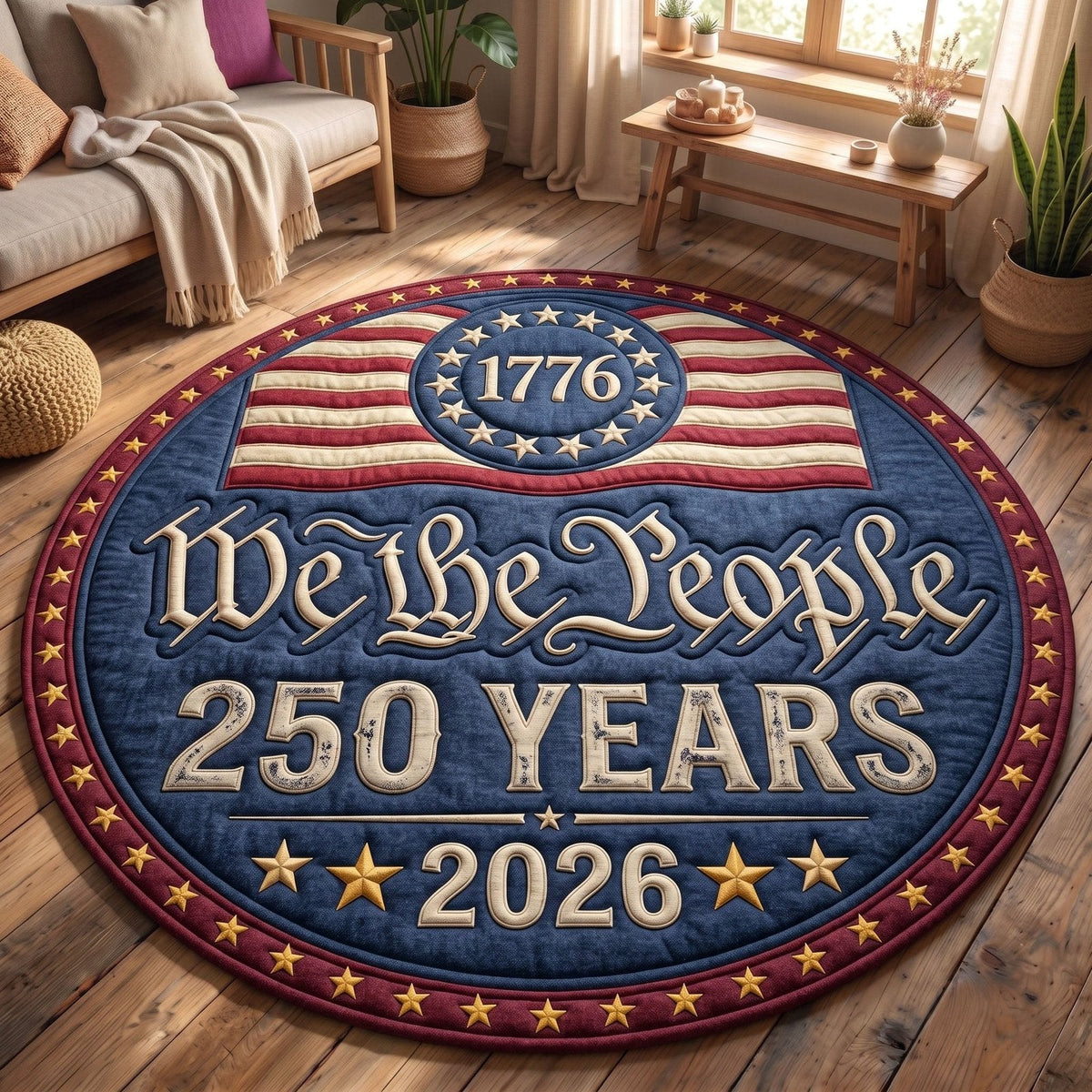 American Pride Round Mat Rug - Nature Design | Serene Home Decor (Design 8)