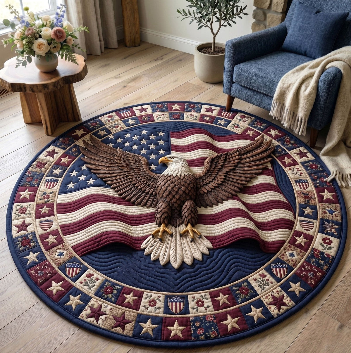 American Pride Round Mat Rug - Nature Design | Serene Home Decor (Design 5)