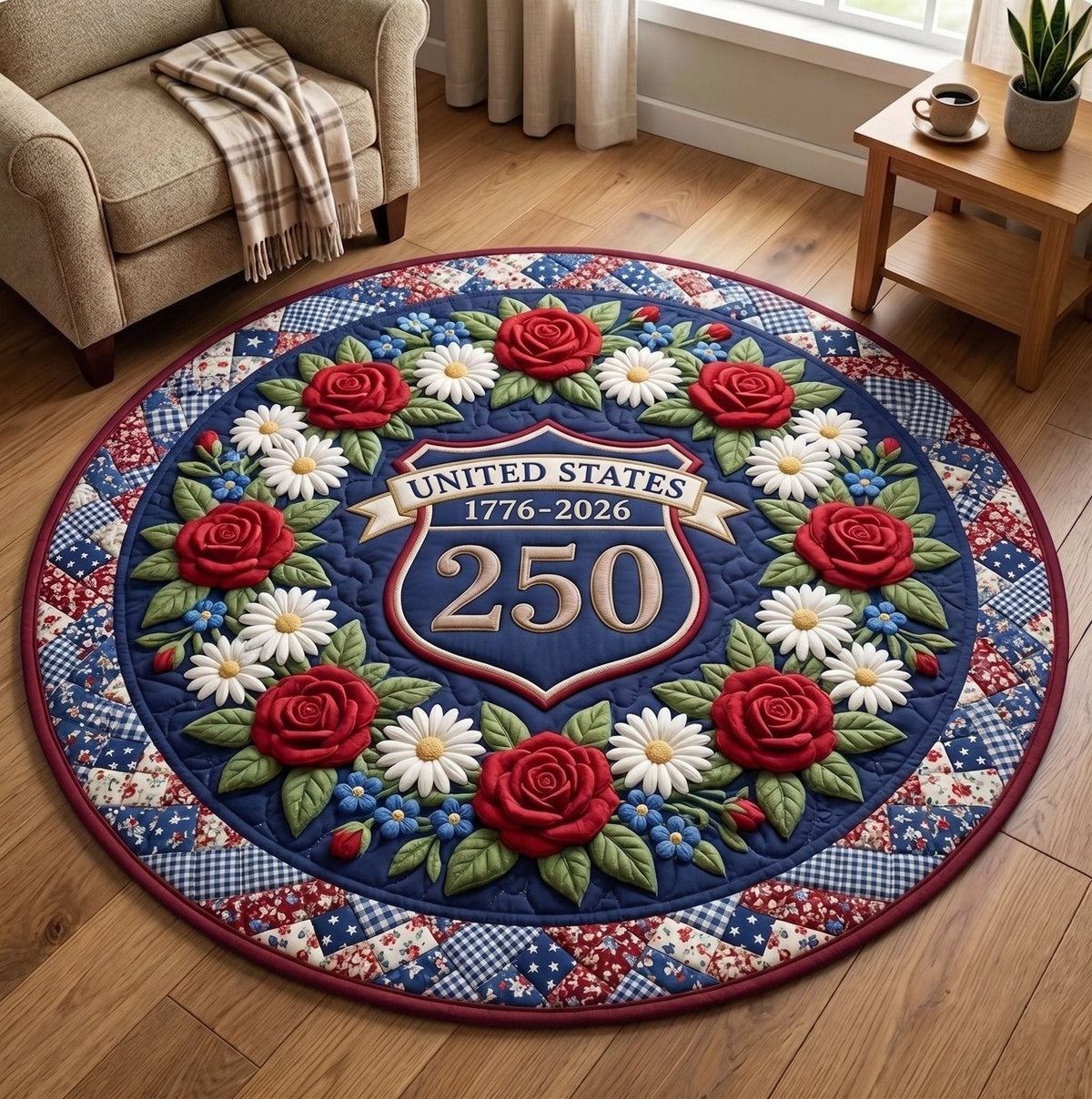 American Pride Round Mat Rug - Nature Design | Serene Home Decor (Design 11)