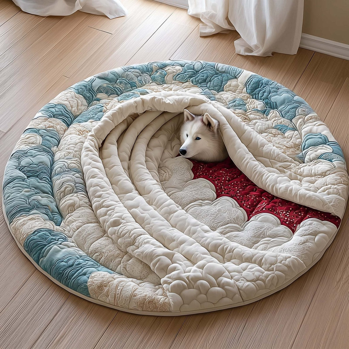 Arctic Husky Round Mat Rug - Nature Design | Serene Home Decor (Design 2)