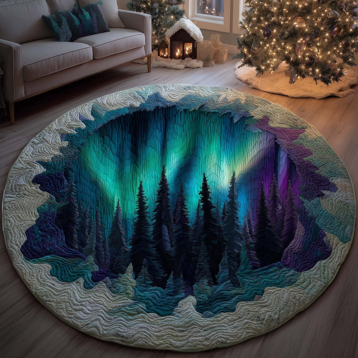 Aurora Hills Round Mat Rug - Nature Design | Serene Home Decor (Design 3)