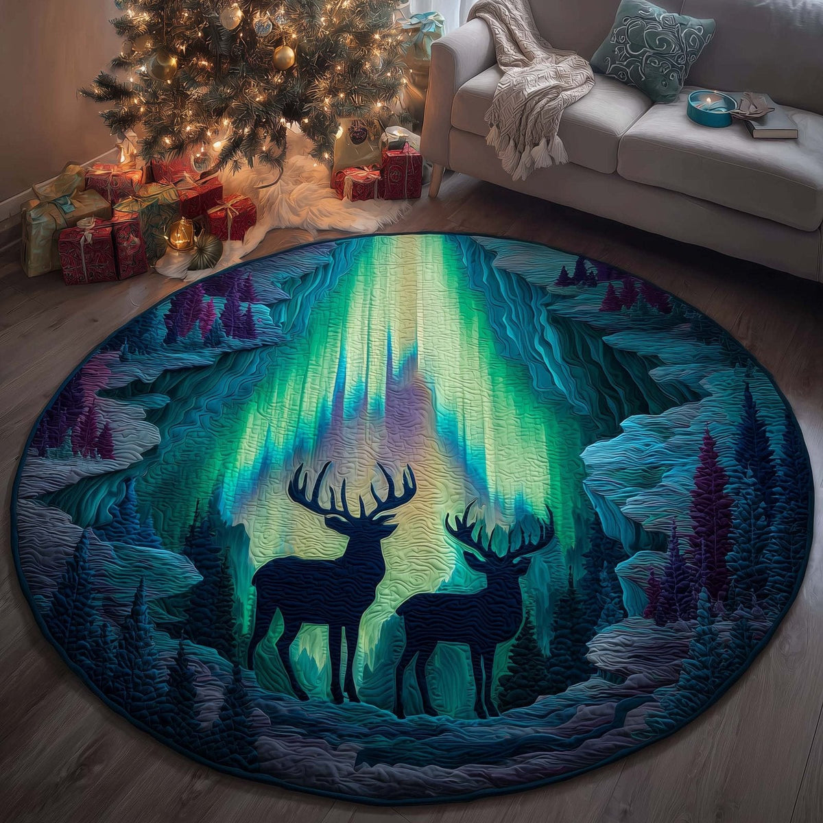 Aurora Hills Round Mat Rug - Nature Design | Serene Home Decor (Design 4)