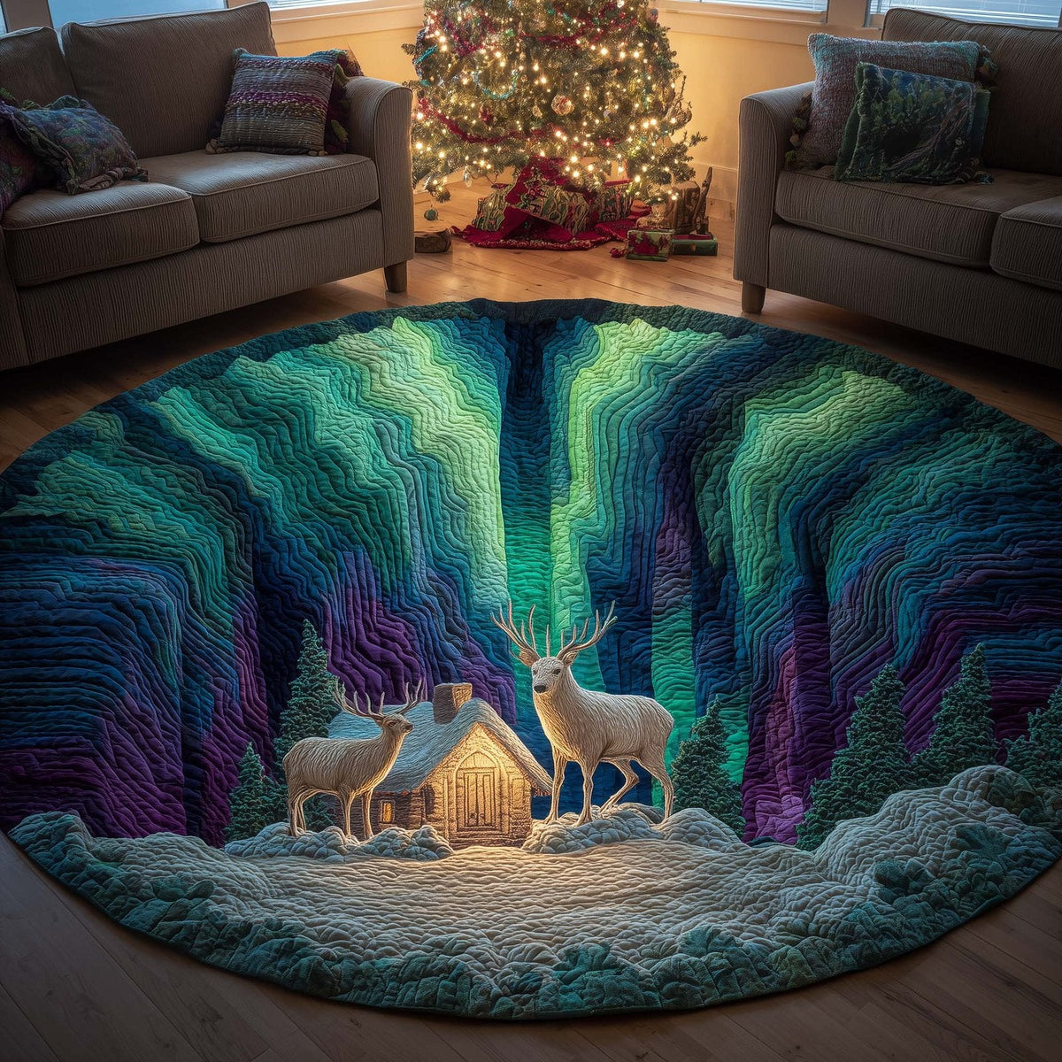 Aurora Hills Round Mat Rug - Nature Design | Serene Home Decor (Design 7)