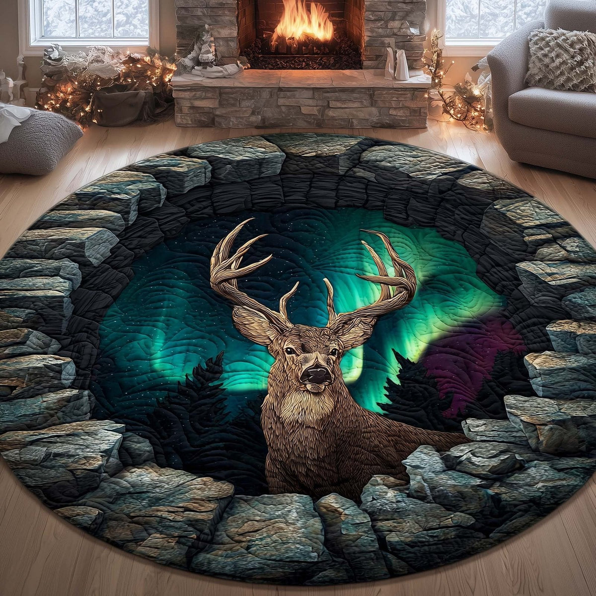 Aurora Hills Round Mat Rug - Nature Design | Serene Home Decor (Design 6)