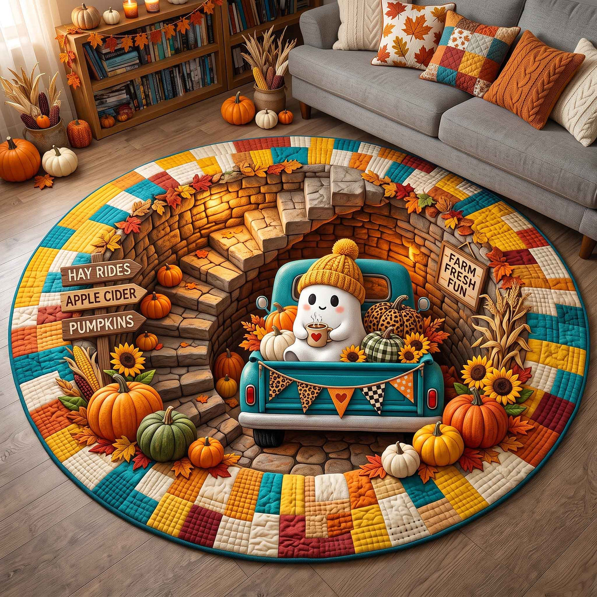Autumn Boos Round Mat Rug - Nature Design | Nature Round Carpet