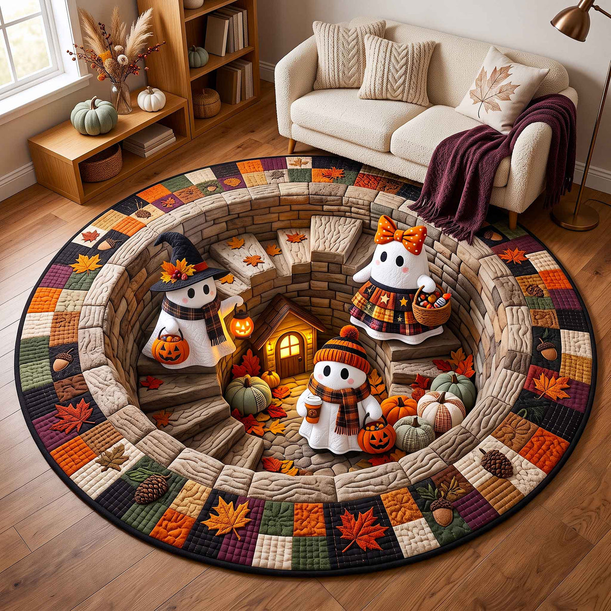 Autumn Boos Round Mat Rug - Nature Design | Nature Round Living Room Rug