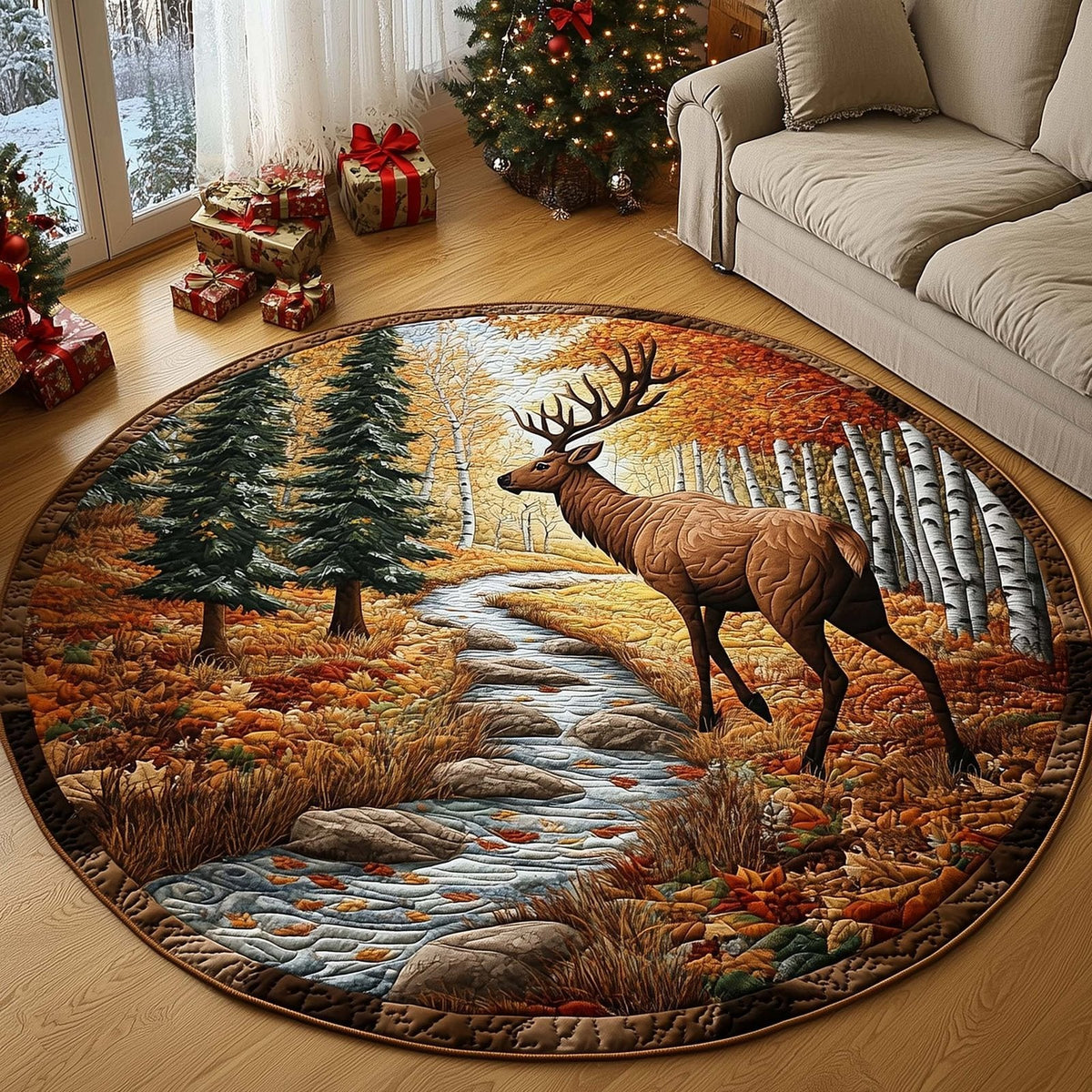 Autumn Path Round Mat Rug - Nature Design | Serene Home Decor (Design 2)
