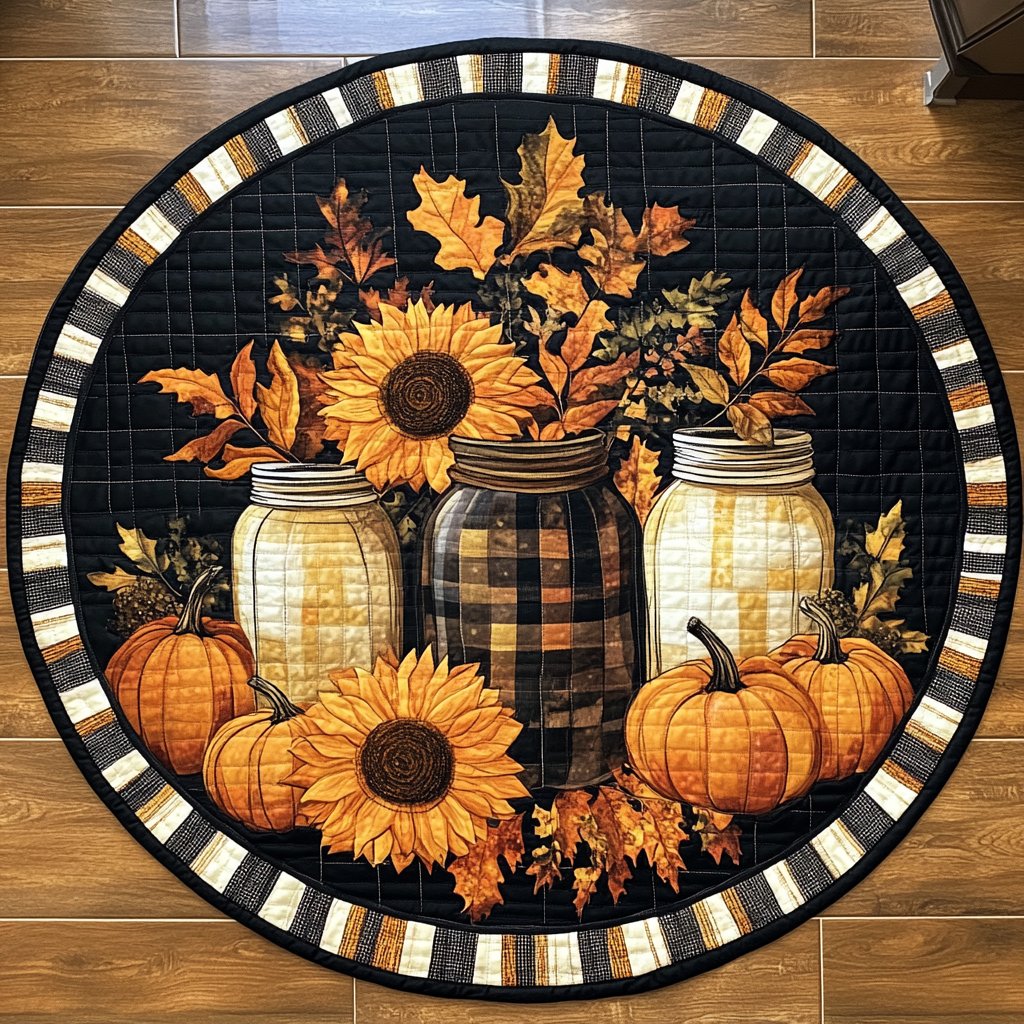 Autumn Radiance Round Mat Rug - Nature Design | Serene Home Decor (Design 2)
