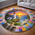 Beacon Glow Round Mat Rug - Nature Design | Serene Home Decor (Design 6)