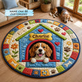 Beagle Happy Doghouse Round Mat Rug - Non-Slip Washable Round Area Rug for Bedroom & Living Room