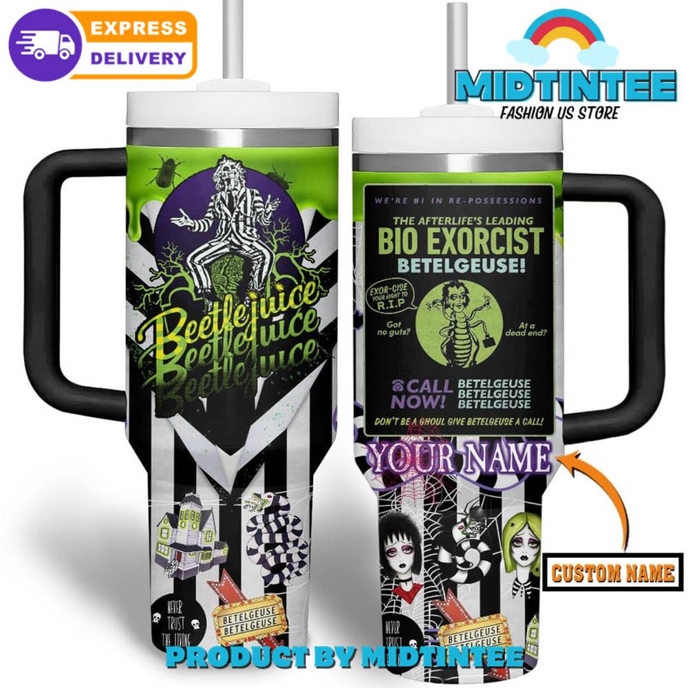 Beetlejuice Beetlejuice 2024 Personalized Stanley 30oz or 40oz Stainless Steel Tumbler With Handle HG