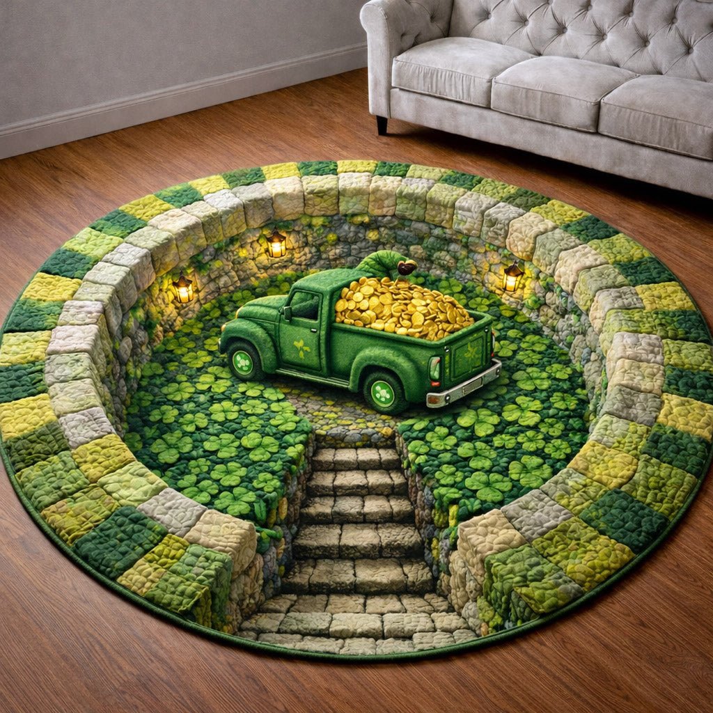 Blessed Greenery Round Mat Rug - Nature Design | Serene Home Decor (Design 5)