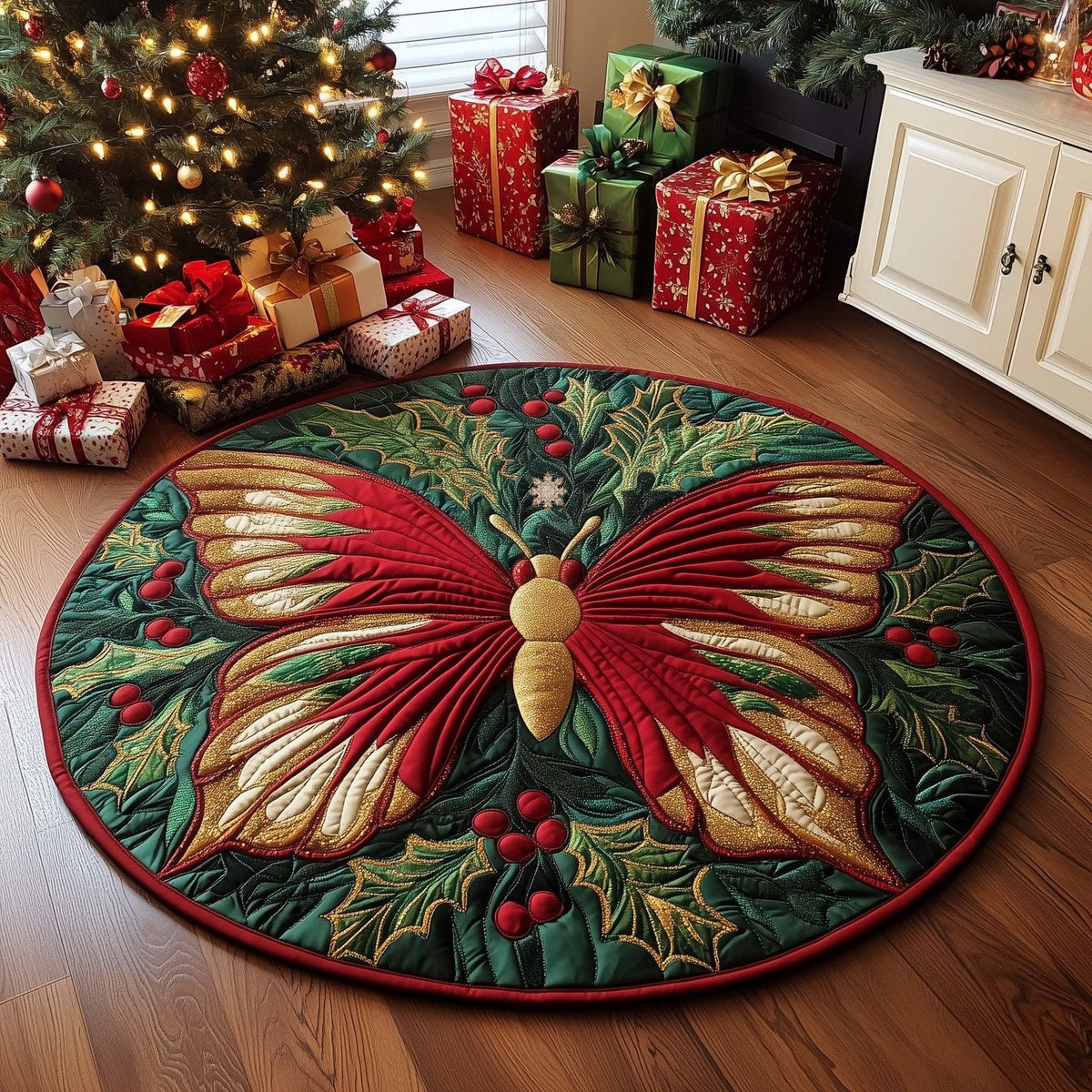 Butterfly Round Mat Rug - Nature Design | Serene Home Decor (Design 4)