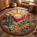 Cactus Valley Round Mat Rug - Nature Design | Serene Home Decor (Design 2)