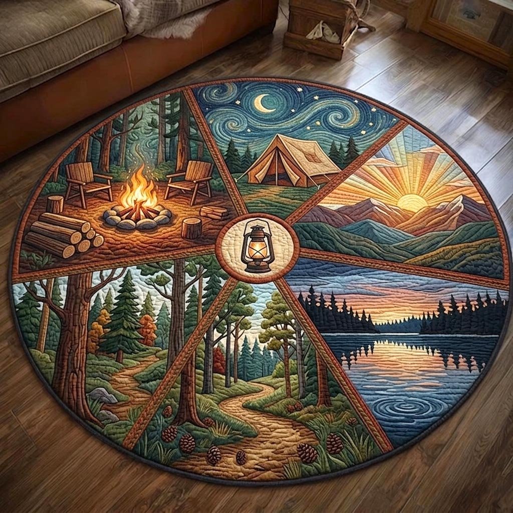 Camper Life Round Mat Rug - Nature Design | Serene Home Decor (Design 7)