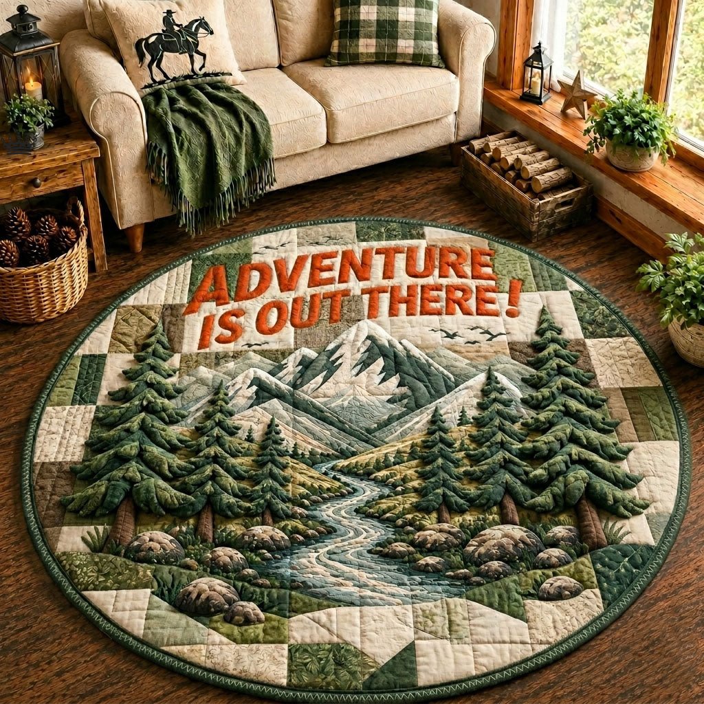 Camping Round Mat Rug - Nature Design | Serene Home Decor (Design 3)