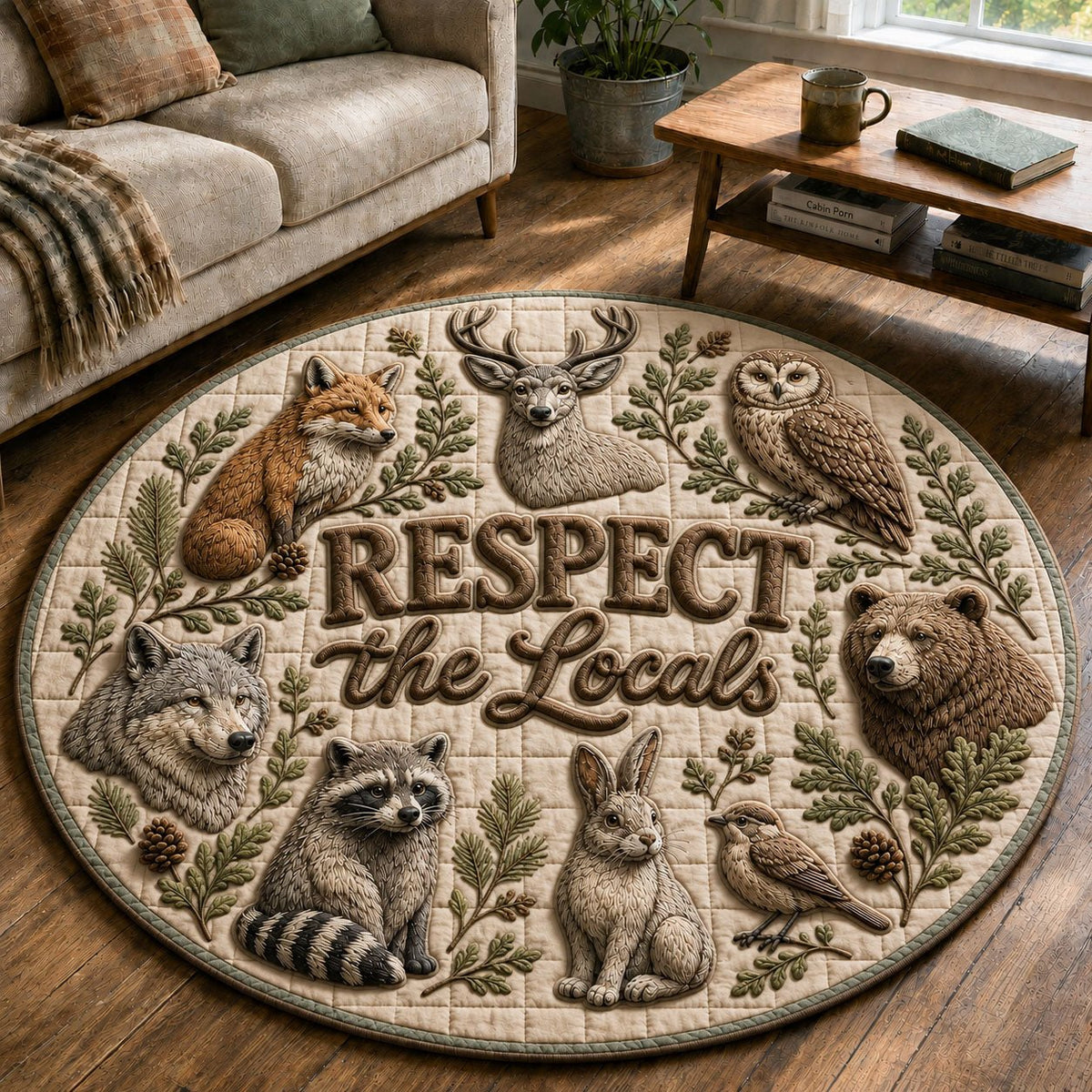 Camping Round Mat Rug - Nature Design | Serene Home Decor (Design 2)