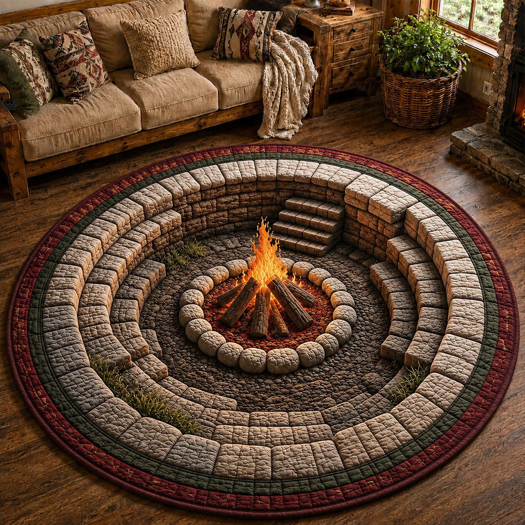 Camping Round Mat Rug - Nature Design | Serene Home Decor (Design 5)