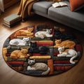 Cat Purrs Round Mat Rug - Non-Slip Washable Round Area Rug for Bedroom & Living Room (Design 8)