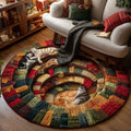 Cat Purrs Round Mat Rug - Non-Slip Washable Round Area Rug for Bedroom & Living Room (Design 7)