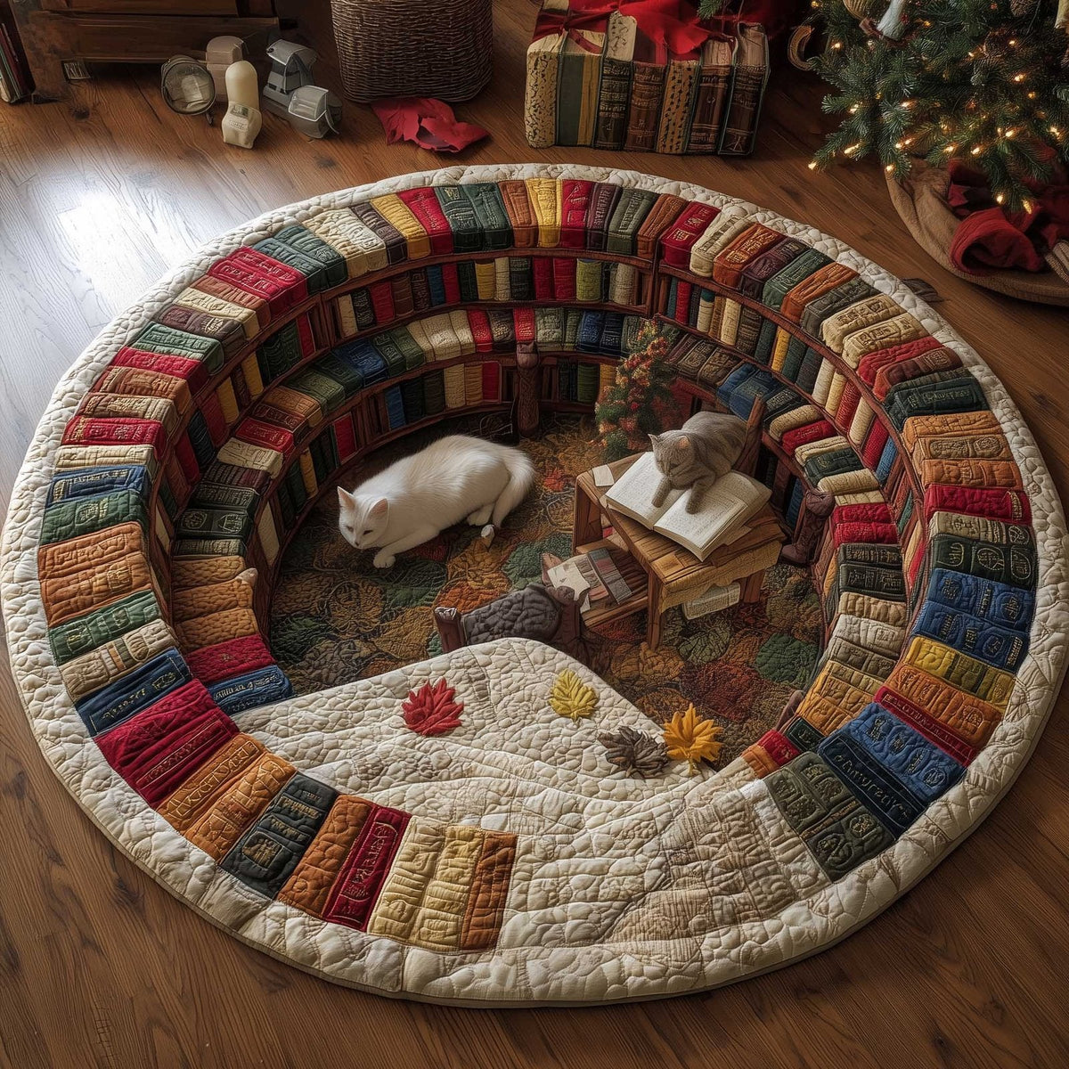 Cat Purrs Round Mat Rug - Non-Slip Washable Round Area Rug for Bedroom & Living Room (Design 3)