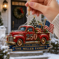 Personalized Family Name 250th Anniversary Christmas Ornament, 1776–2026 Patriotic American Truck Custom Acrylic Ornament