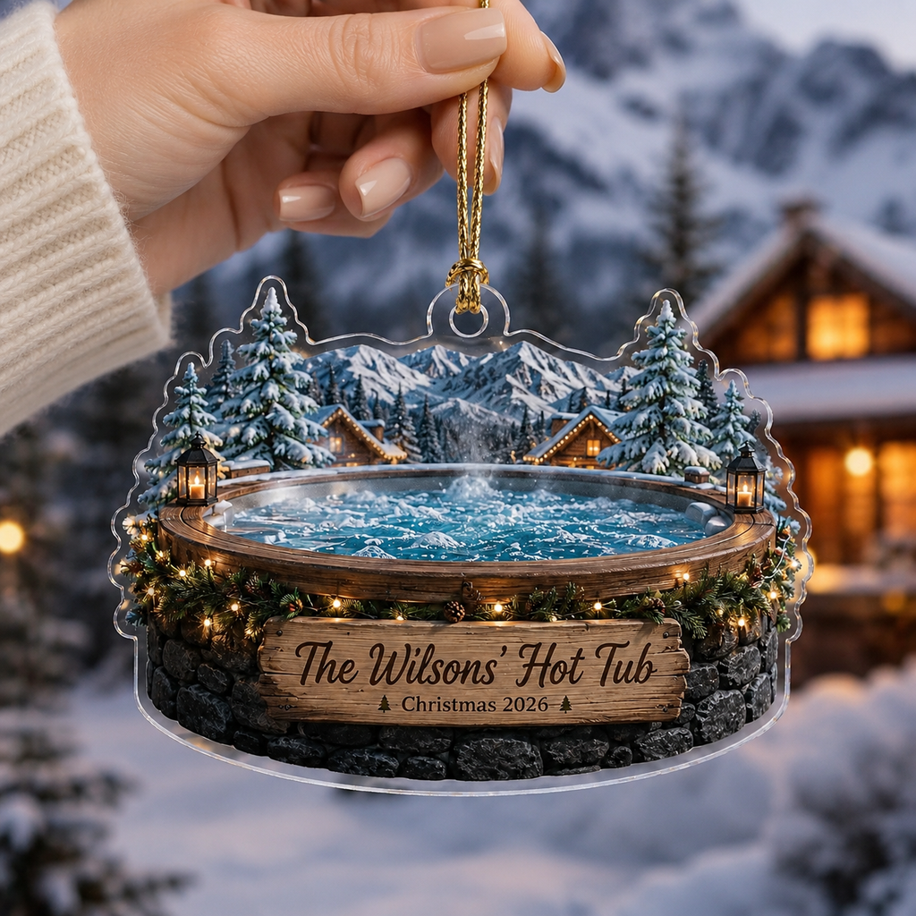 2D Flat Personalized Hot Tub Christmas Ornament Custom Name 2D Flat Acrylic Spa Holiday Keepsake 2026