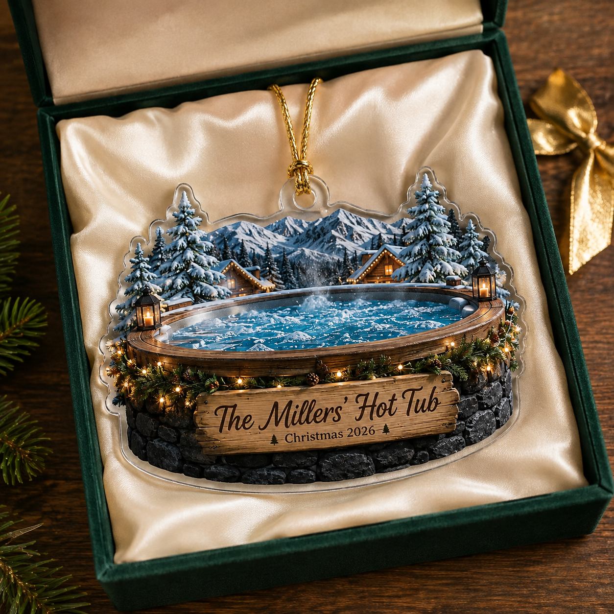 2D Flat Personalized Hot Tub Christmas Ornament Custom Name 2D Flat Acrylic Spa Holiday Keepsake 2026